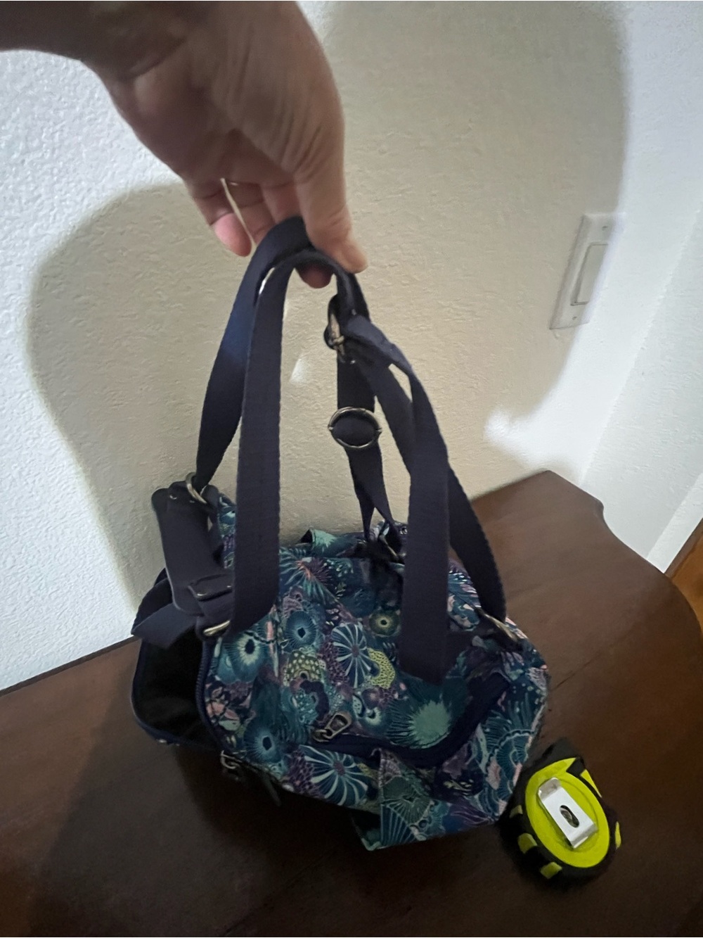 Sakroots Navy Floral Mini Backpack with Teal, Aqua & Lavender Accents - Picture 5 of 11